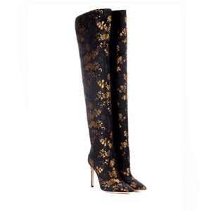 Gianvito Rossi Rennes Jacquard Over-the-knee Boots In Black size 37.5